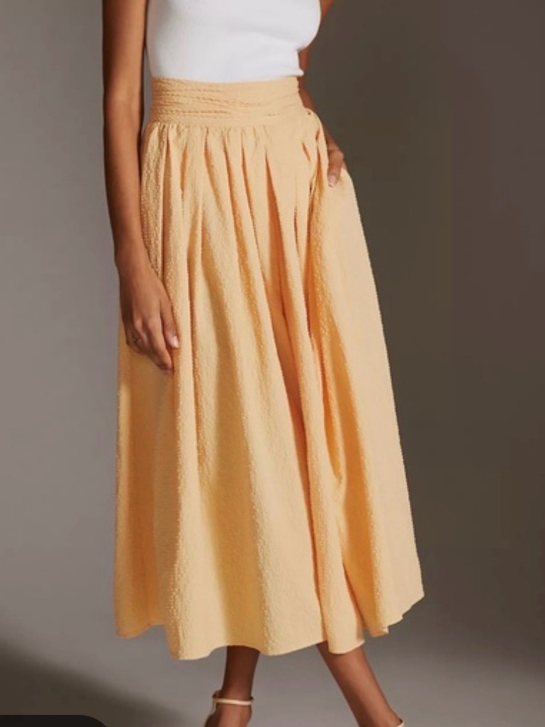 Anthropologie Sunday In Brooklyn Textured Gingham Maxi Skirt Sz Xs Yellow